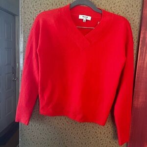 100% cashmere Madewell Red V-Neck Sweater